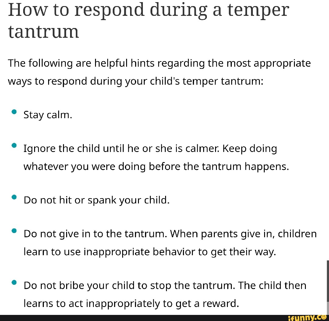 How To Respond During A Temper Tantrum The Following Are Helpful Hints ...