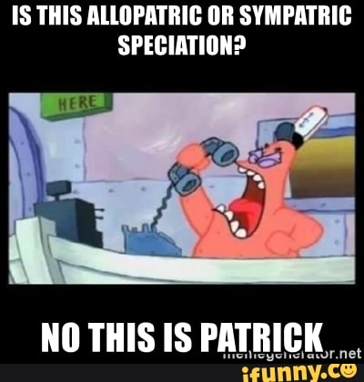 IS THIS ALLOPATRIC OR SYMPATRIC SPECIATION? NO THIS IS PATRICK or.net ...