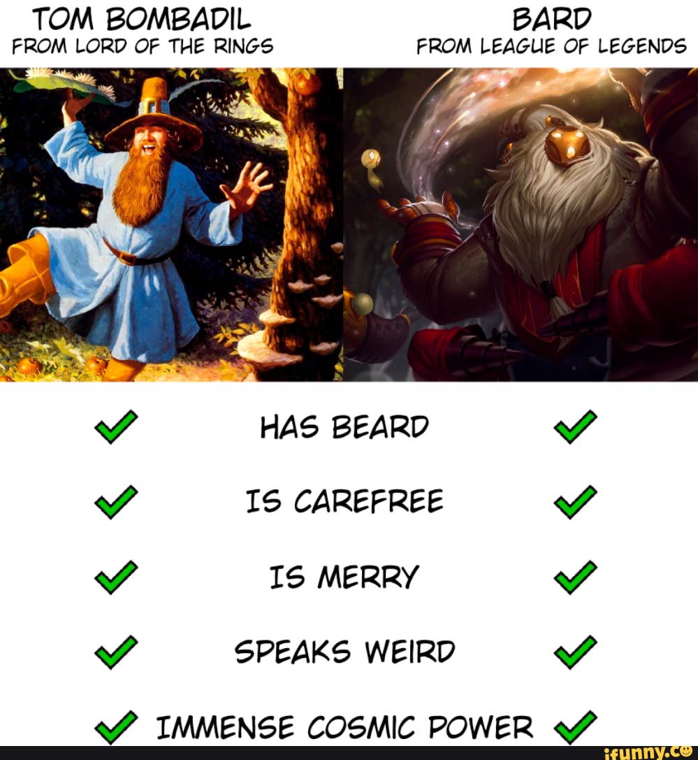 TOM BOMBADIL FROM LORD OF THE RINGS FROM LEAGUE OF LEGENDS HAS BEARD IS