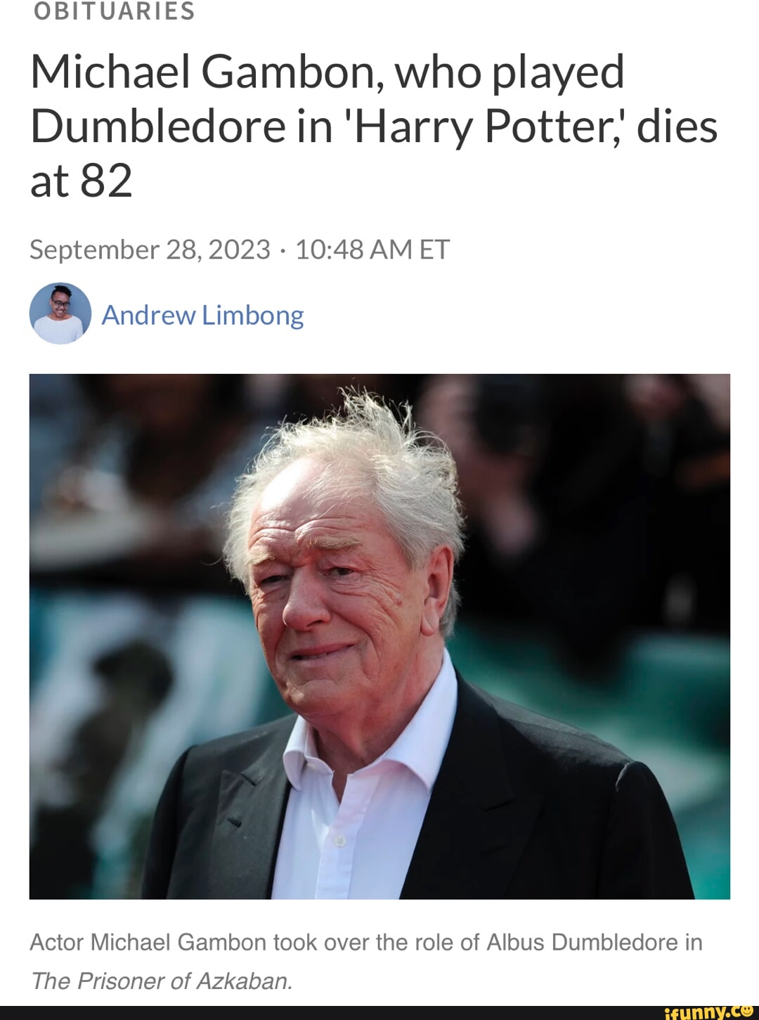 OBITUARIES Michael Gambon, Who Played Dumbledore In 'Harry Potter, Dies ...