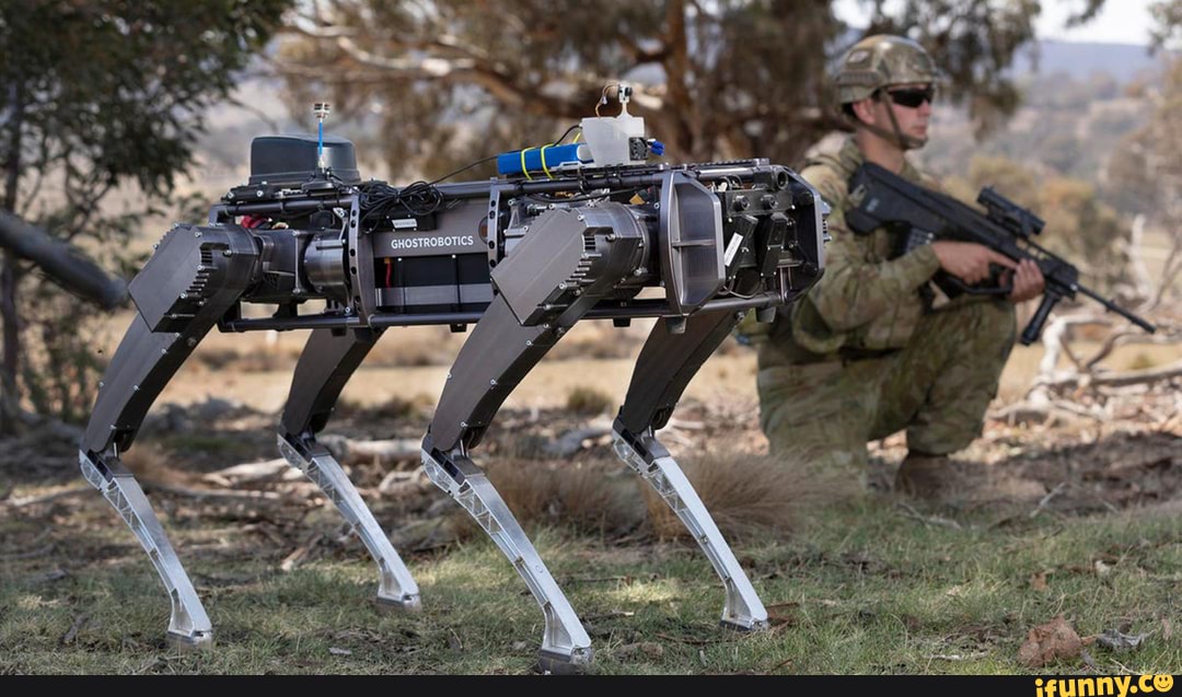 Robot Dogs with guns sword international ghost robotics - )