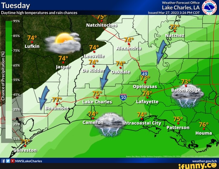 'Weather Forecast Office Tuesday Lake Charles, LA Daytime high