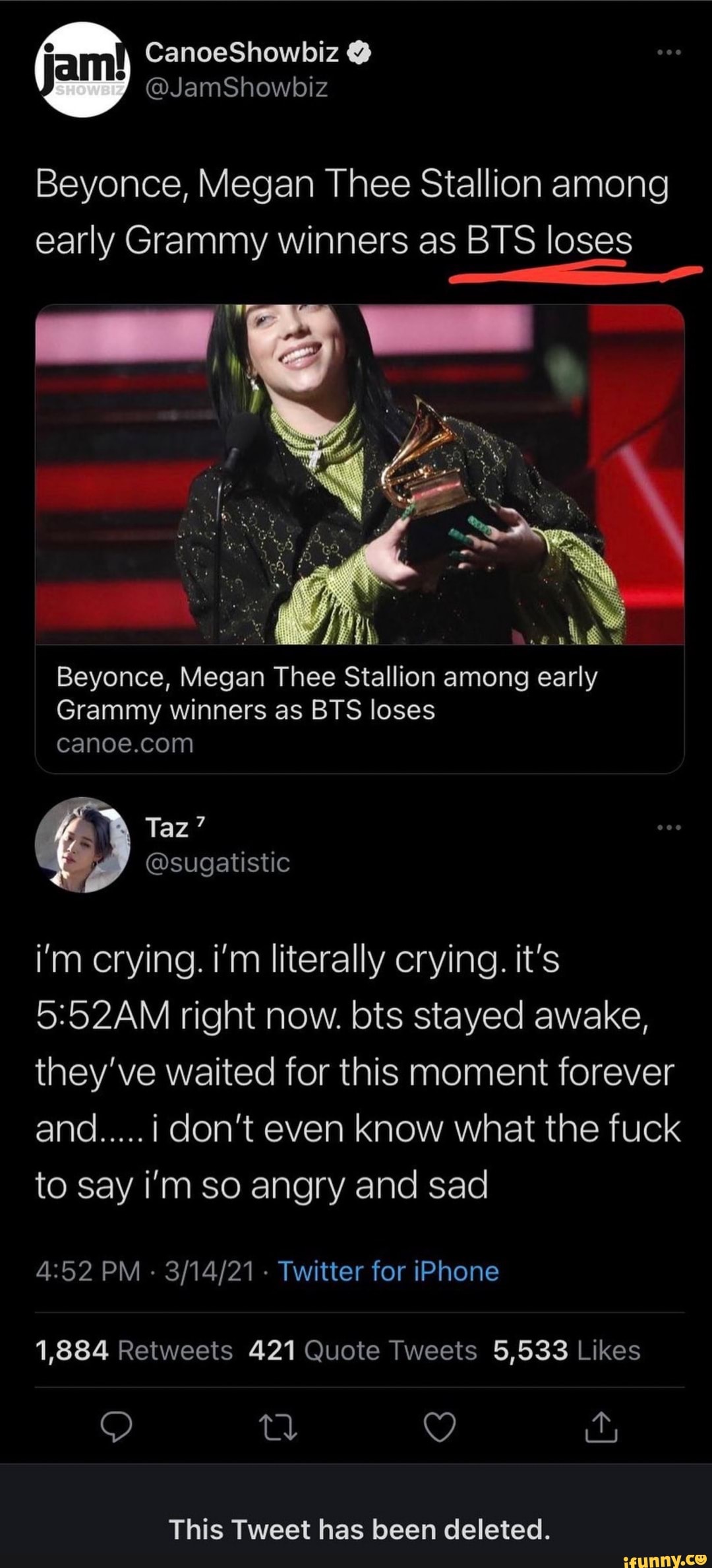 Beyonce, Megan Thee Stallion among early Grammy winners as BTS loses ak