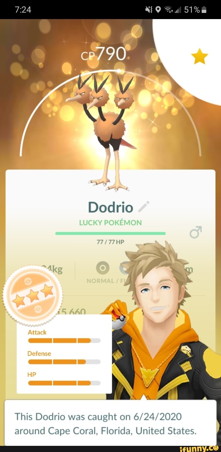 This Dodrio was caught on 6/24/2020
around Cape Coral, Florida, United States.