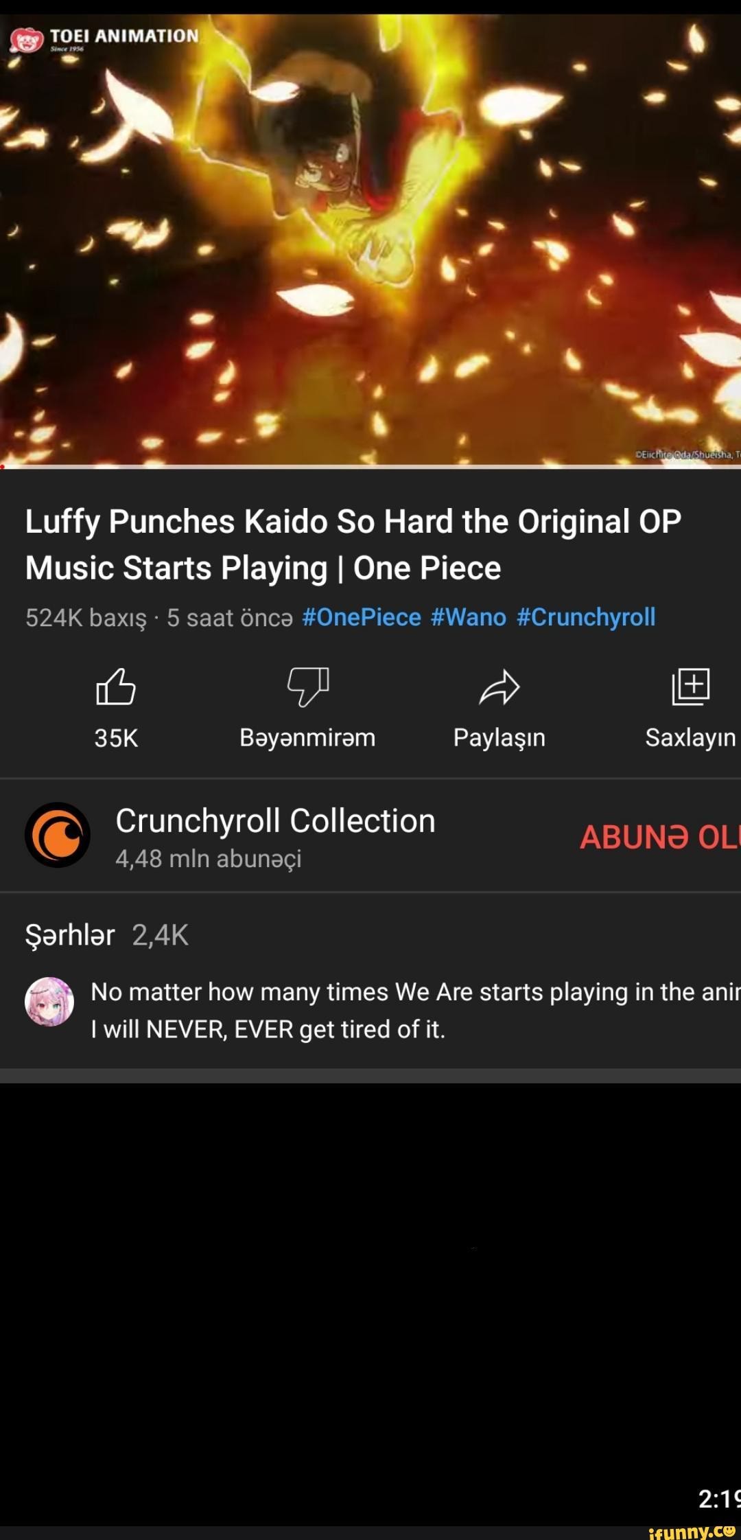 TORE ANTNATION SS Luffy Punches Kaido So Hard The Original OP Music ...