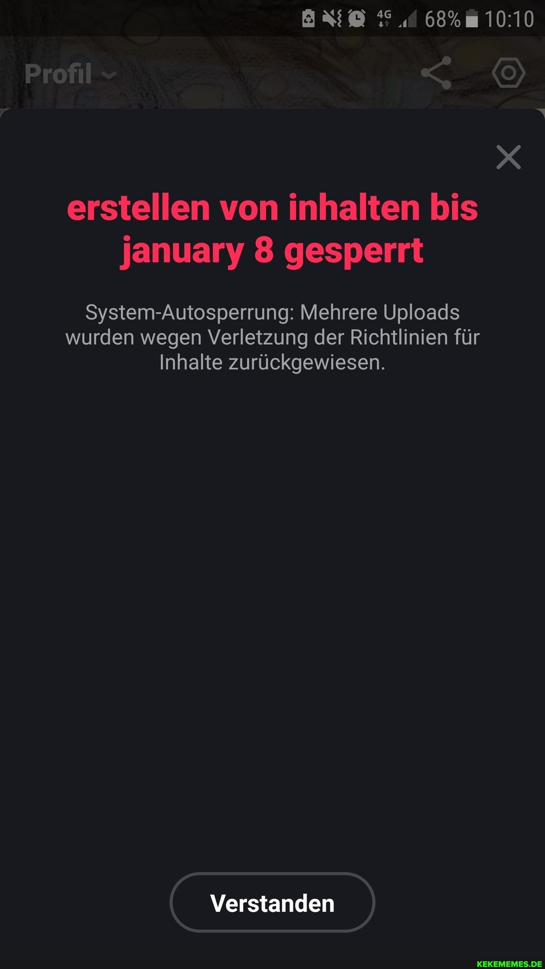 68%
erstellen von inhalten bis january 8 gesperrt
System-Autosperrung: Mehrere Uploads wurden wegen Verletzung der Richtlinien für
Inhalte zurückgewiesen.
Verstanden