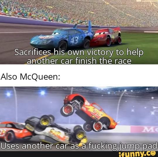 Sacrifices. his,ownivictory to help
another car finish the race
