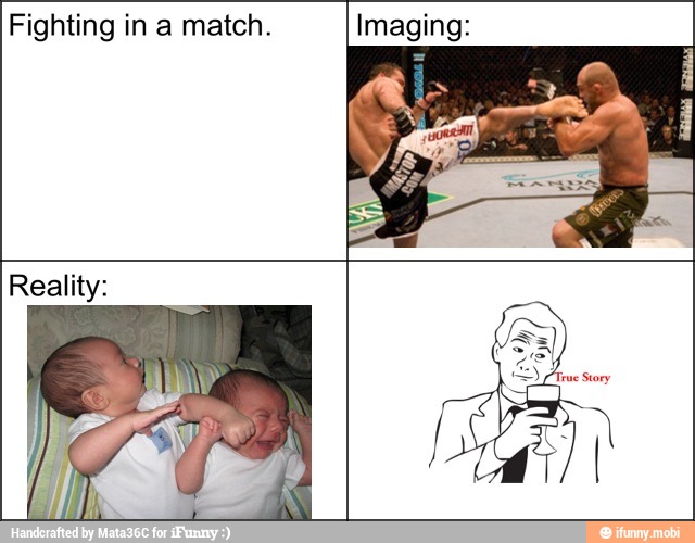 Fighting in a match. Imaging:
Reality: