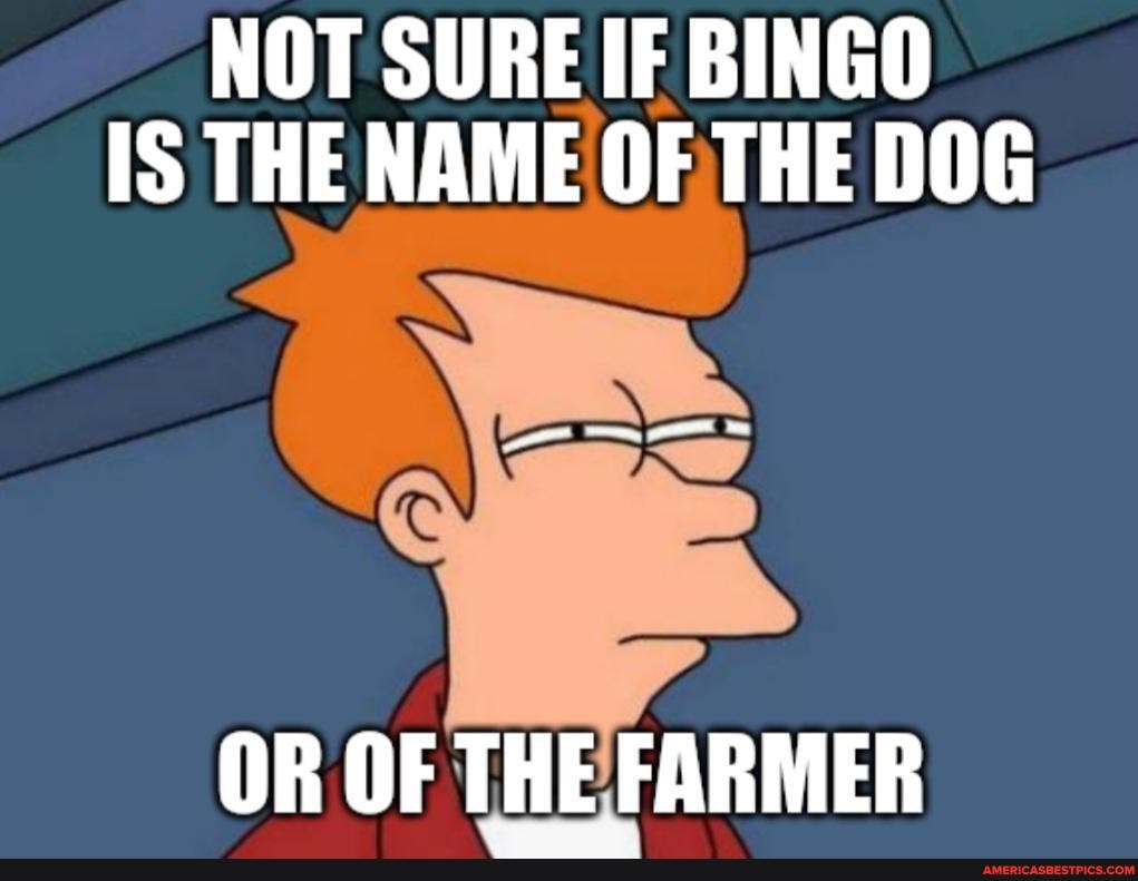 NOT SURE IF BINGO IS THE NAME OF THE DOG
OR OF THE FARMER