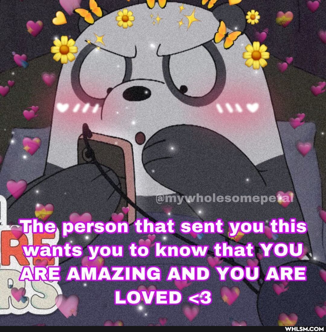 mywholesomepefal
The person that sent you this wants you to know that YOU ARE AMAZING AND YOU ARE
LOVED <3