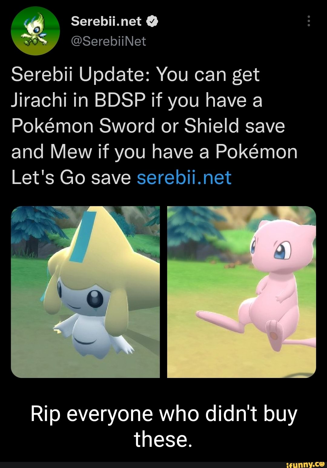 Serebii.net @SerebiiNet Serebii Update: You can get Jirachi in BDSP if ...