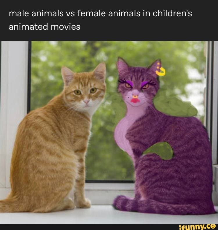 male animals vs female animals in children's
animated movies