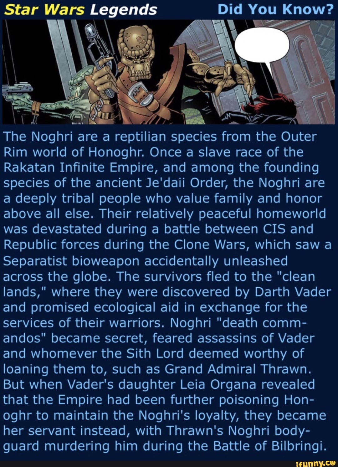 Star Wars Legends Did You Know The Noghri Are A Reptilian Species From The Outer Rim