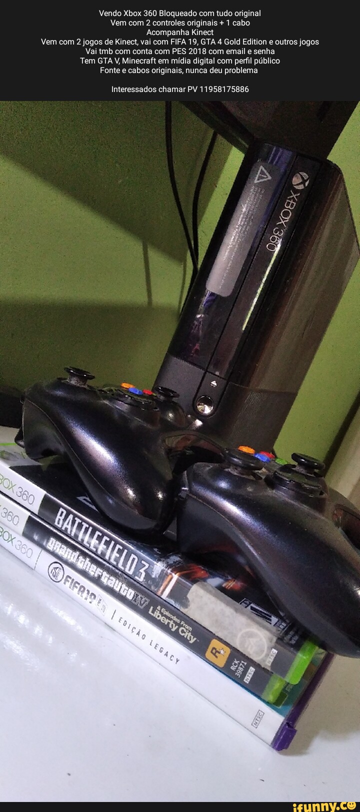 Vendo Xbox 360 Bloqueado com tudo original Vem com 2 controles