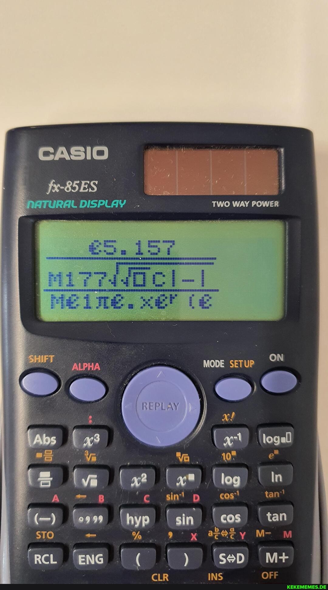 MODE SETUP
@et>
{ xt \togall
Va. 10" e"
We (xt [log I in
A B ' Cc sin' D cos' tan"
7{(-) (hyp sin 'cos tan sTo xX REY M- M
free (ENG 'sed M+
riD OFF