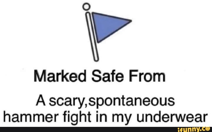 Marked Safe From A SCary, hammer fight in my underwear - iFunny