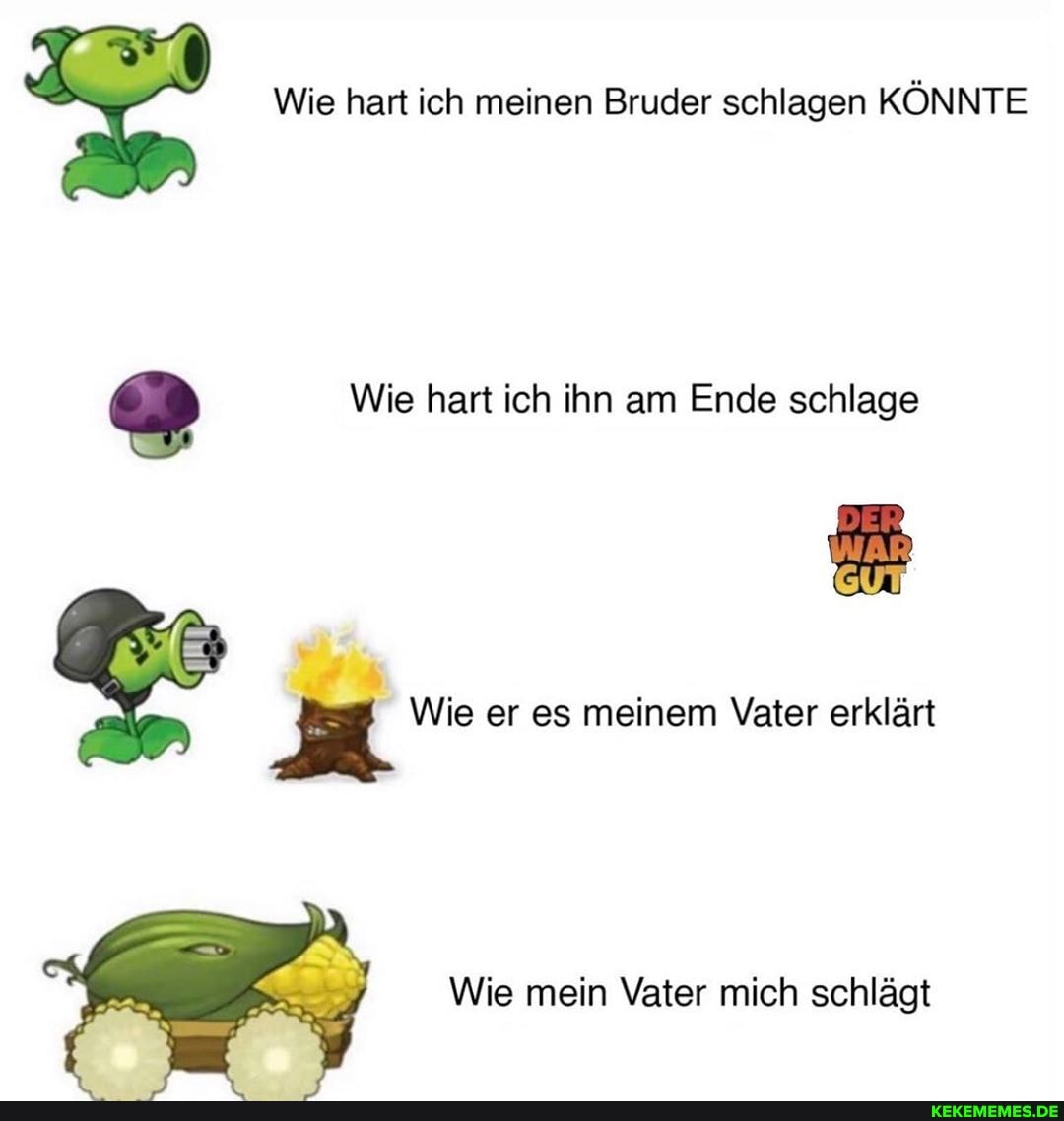 Wie hart ich meinen Bruder schlagen KÖNNTE
Wie hart ich ihn am Ende schlage
WAR)
Wie er es meinem Vater erklärt
Wie mein Vater mich schlägt