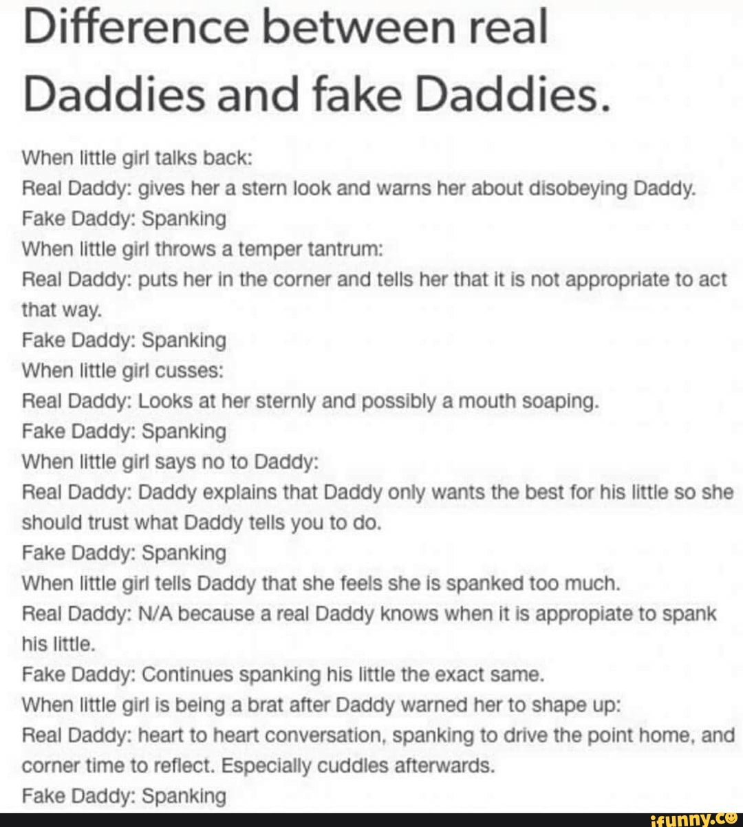 Difference between real Daddies and fake Daddies. When little girl