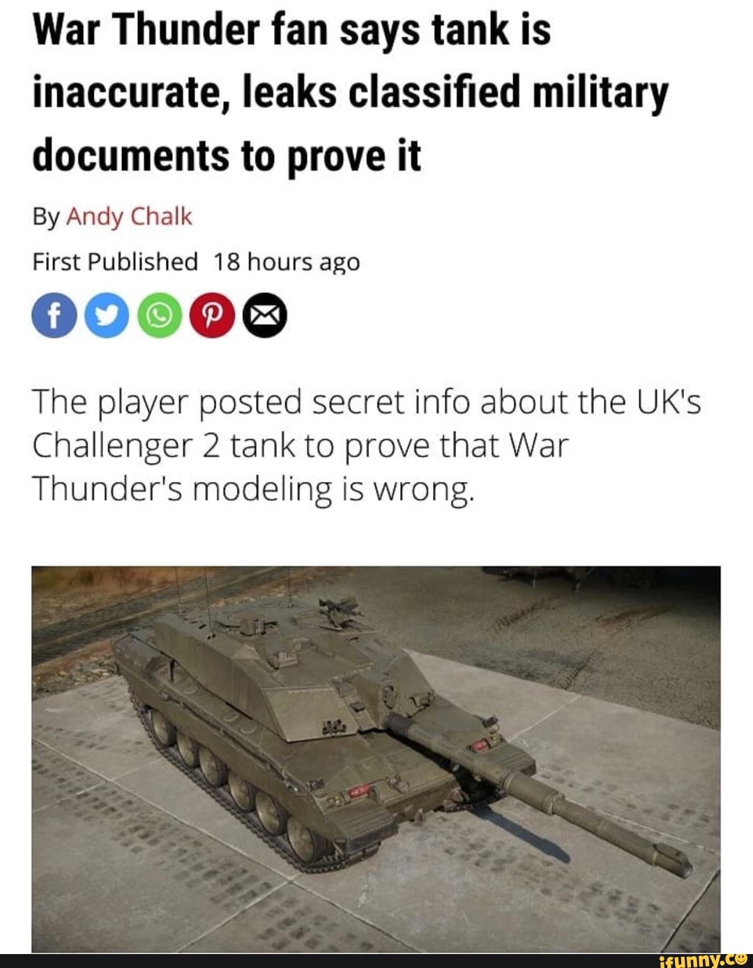 War Thunder Fan Says Tank Is Inaccurate, Leaks Classified Military ...