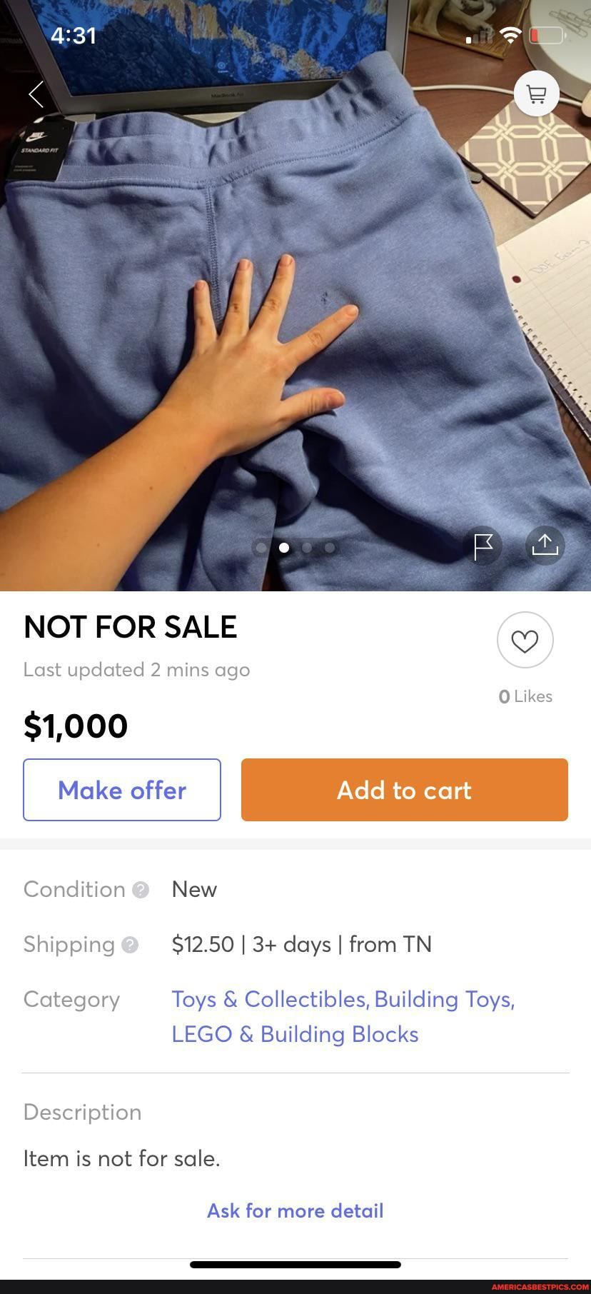 NOT FOR SALE
Last updated 2 mins ago
$1,000
Make offer
Likes
Add to cart
Condition @ New
Shipping @ $12.50 I 3+ days I from TN
Category Toys & Collectibles, Building Toys,
LEGO & Building Blocks
Description
Item is not for sale.
Ask for more detail
