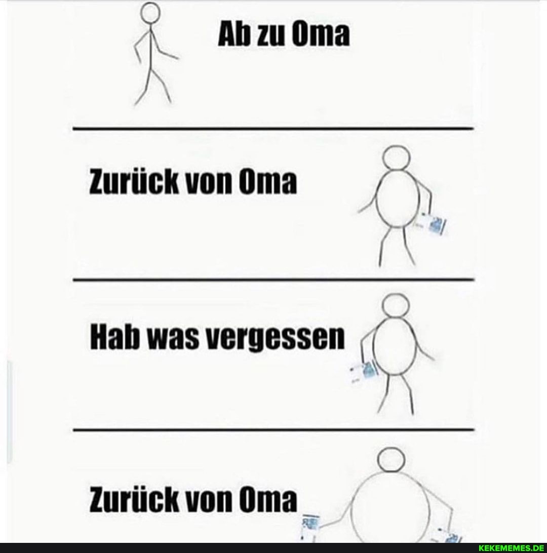 Zurück von Oma
Hab was vergessen \
Zurück von Oma _