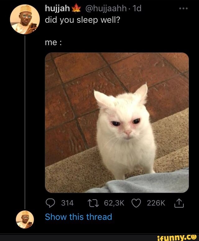 hujjah @hujjaahh- id
did you sleep well?
me:
314 623K 226K
Show this thread