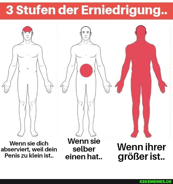 3 Stufen der Erniedrigung..
Wenn ie dich Wenn sie abserviert, weil dein selber Wenn ihrer
Penis zu klein ist.. einen hat.. größer ist..