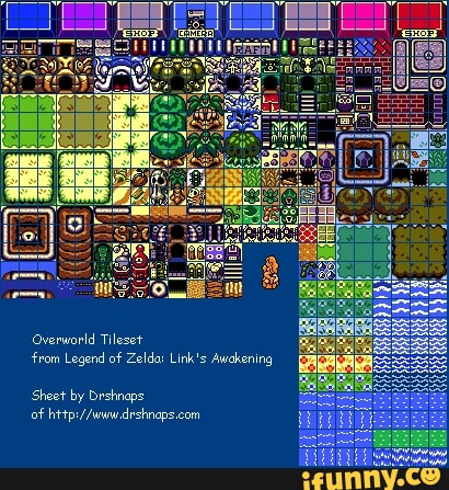 Overworld Tileset rom Legend of Zelda: Link's Awokening Sheet by ...