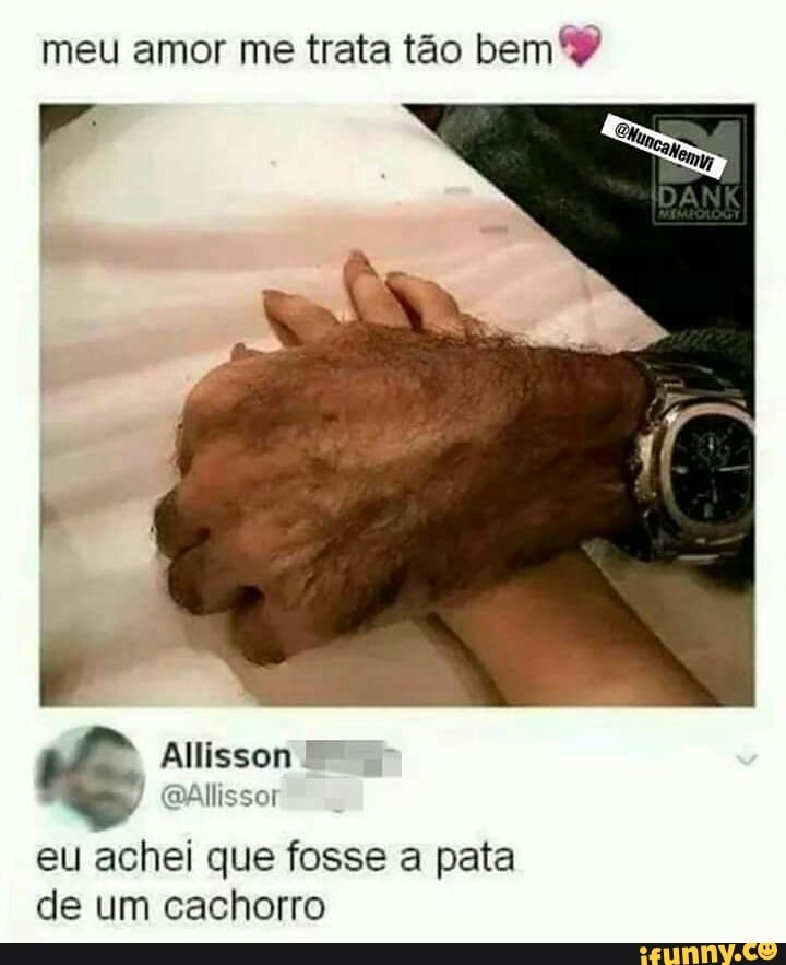 meu amor me trata tão bem 9
@Allissot
eu achei que fosse a pata
de um cachorro