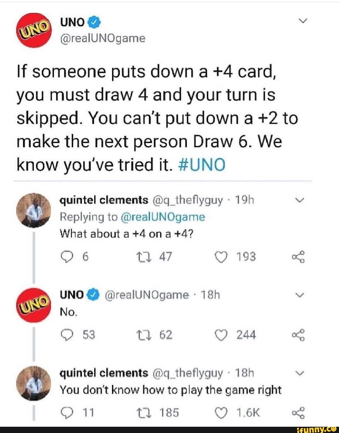 UNO on X: (1/2) Skipping never felt so good. If someone plays a Draw 2 on  you and you have a Skip card of the SAME COLOR in your hand, you can