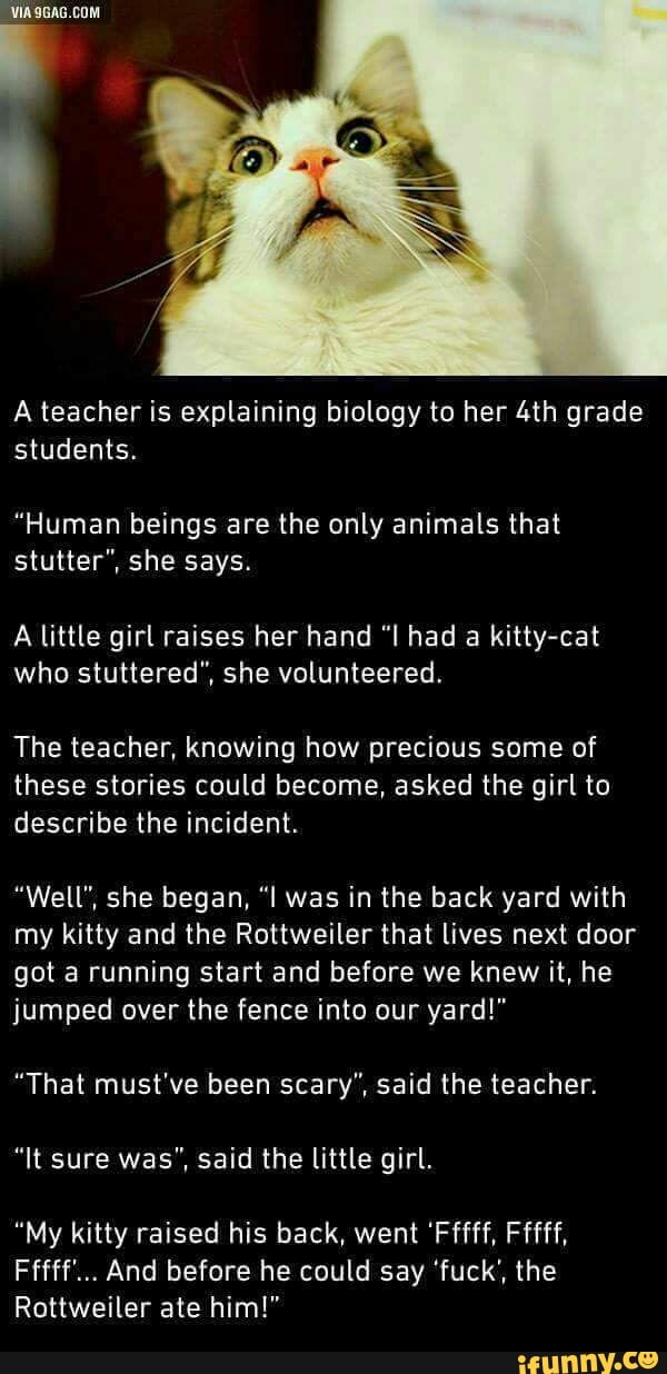 A teacher is explaining biology to her 4th grade “Human beings are the ...