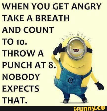 WHEN YOU GET ANGRY TAKE A BREATH AND COUNT TO 10. THROW A PUNCH AT 8 ...