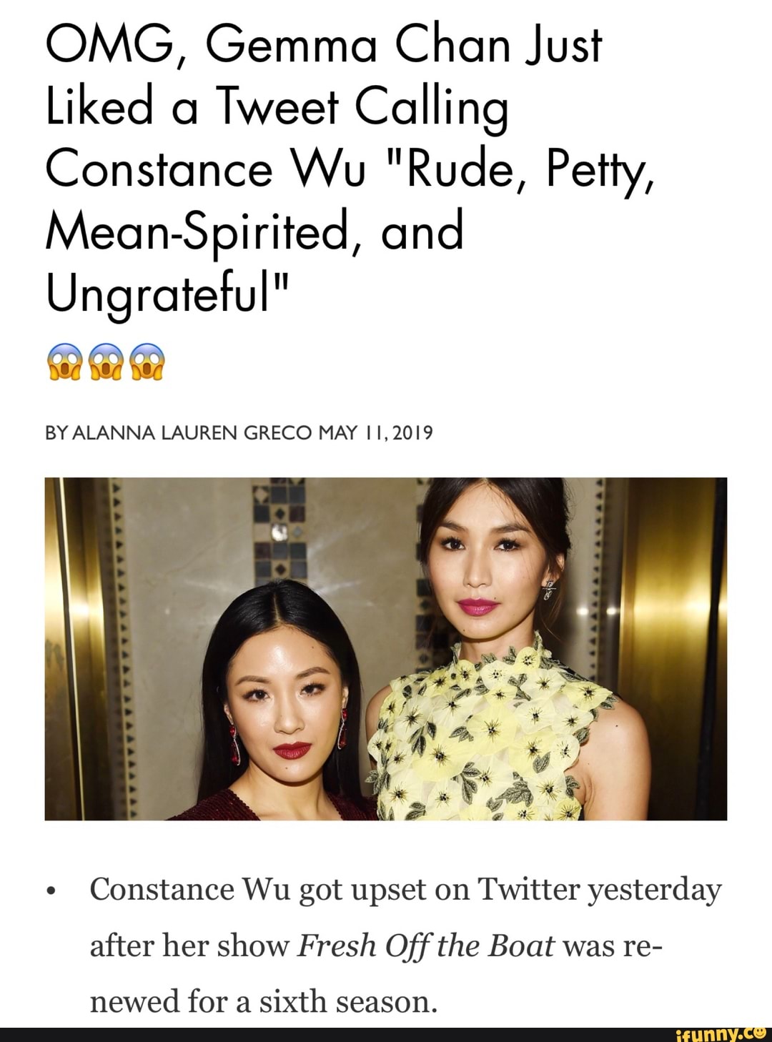 OMG, Gemma Chan Just Liked a Tweet Calling Constance Wu "Rude, Petty
