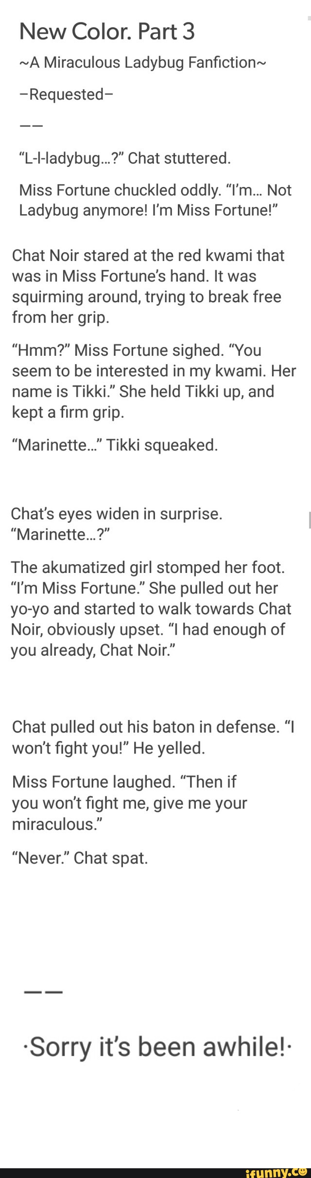 New Color Part 3 A Miraculous Ladybug Fanﬁction