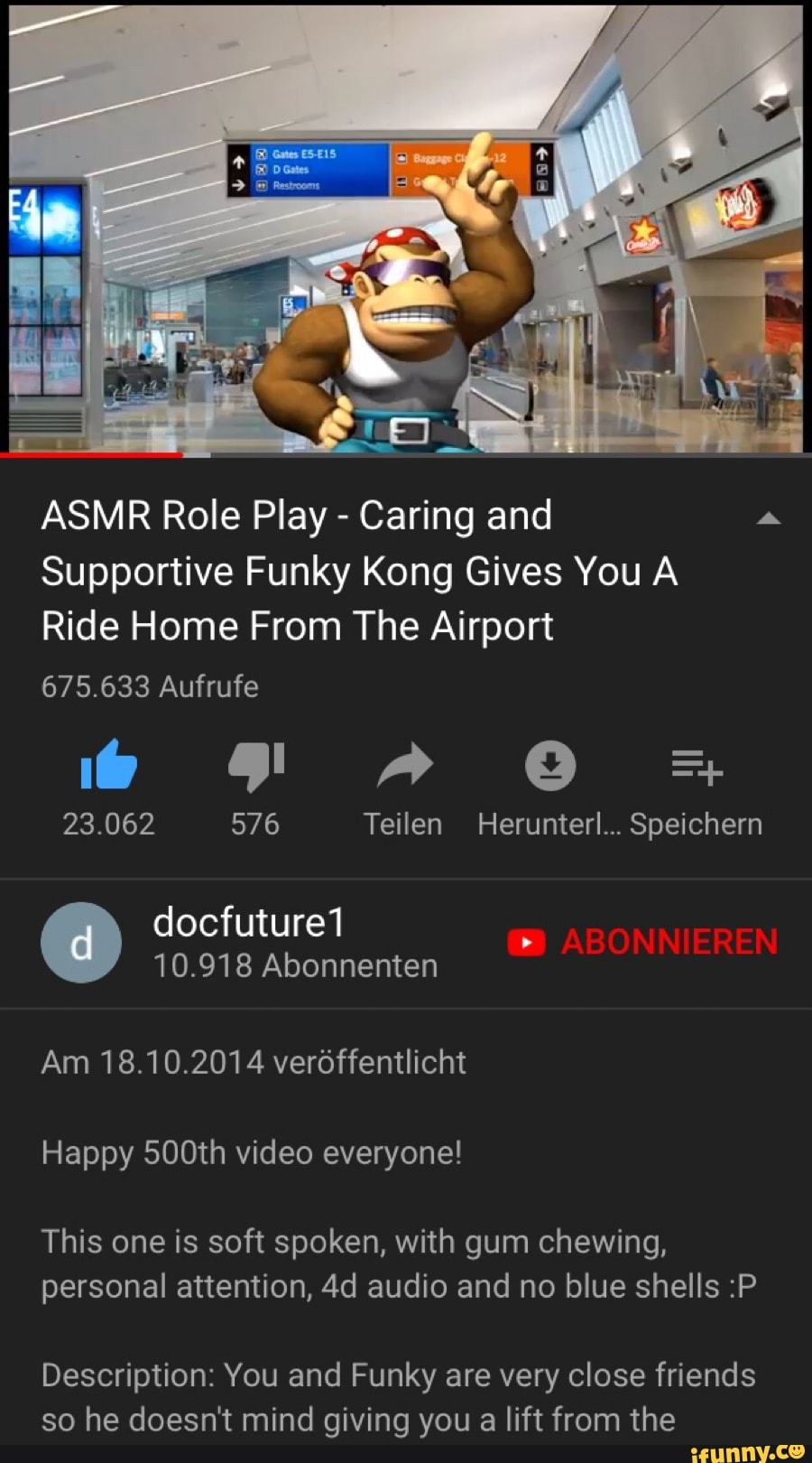 ASMR Role Play - Caring and Supportive Funky Kong Gives You A Ride Home  From The Airport - iFunny