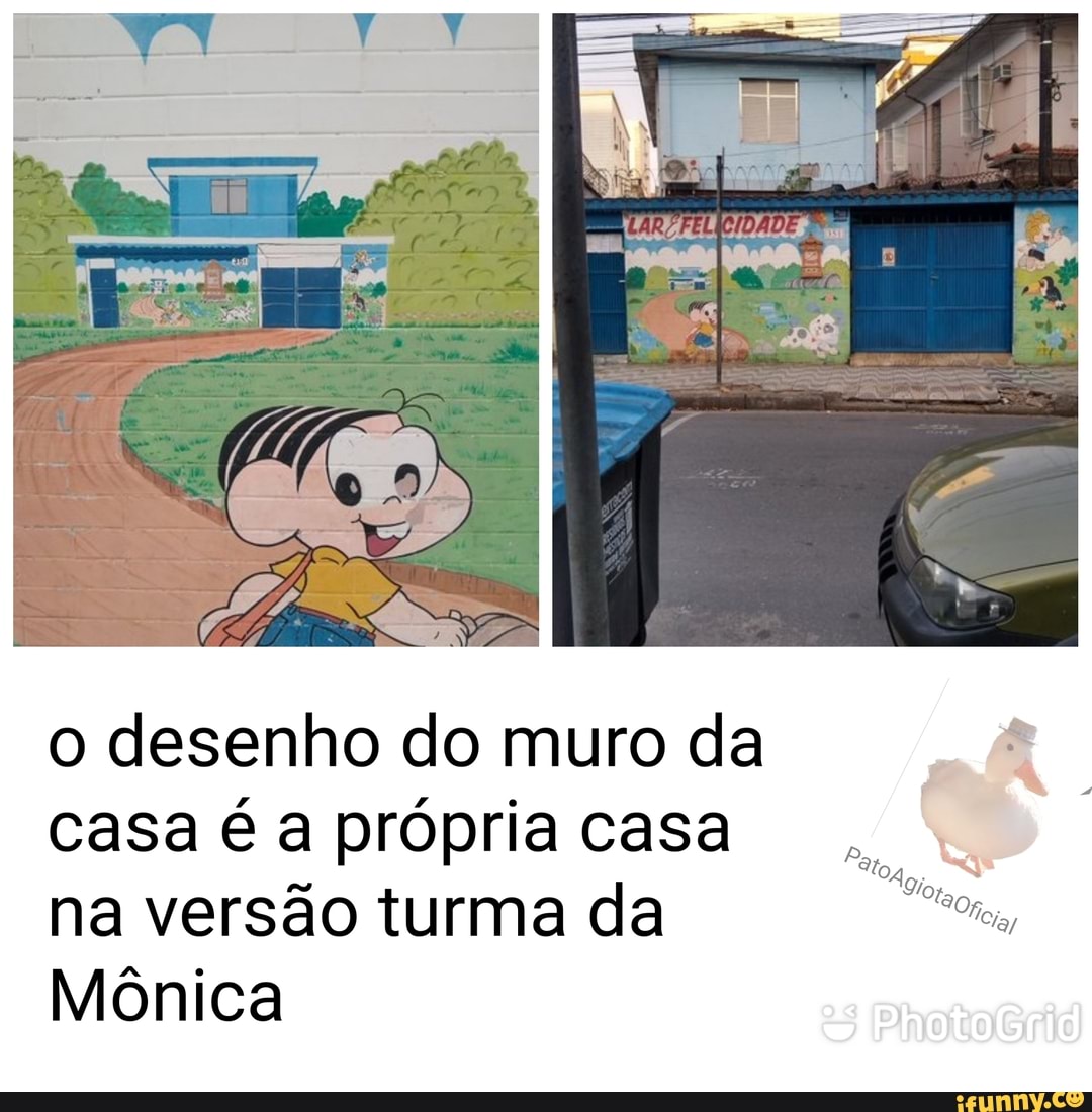 o desenho do muro da casa é a própria casa na versão turma da
Mônica
Pato
Agi