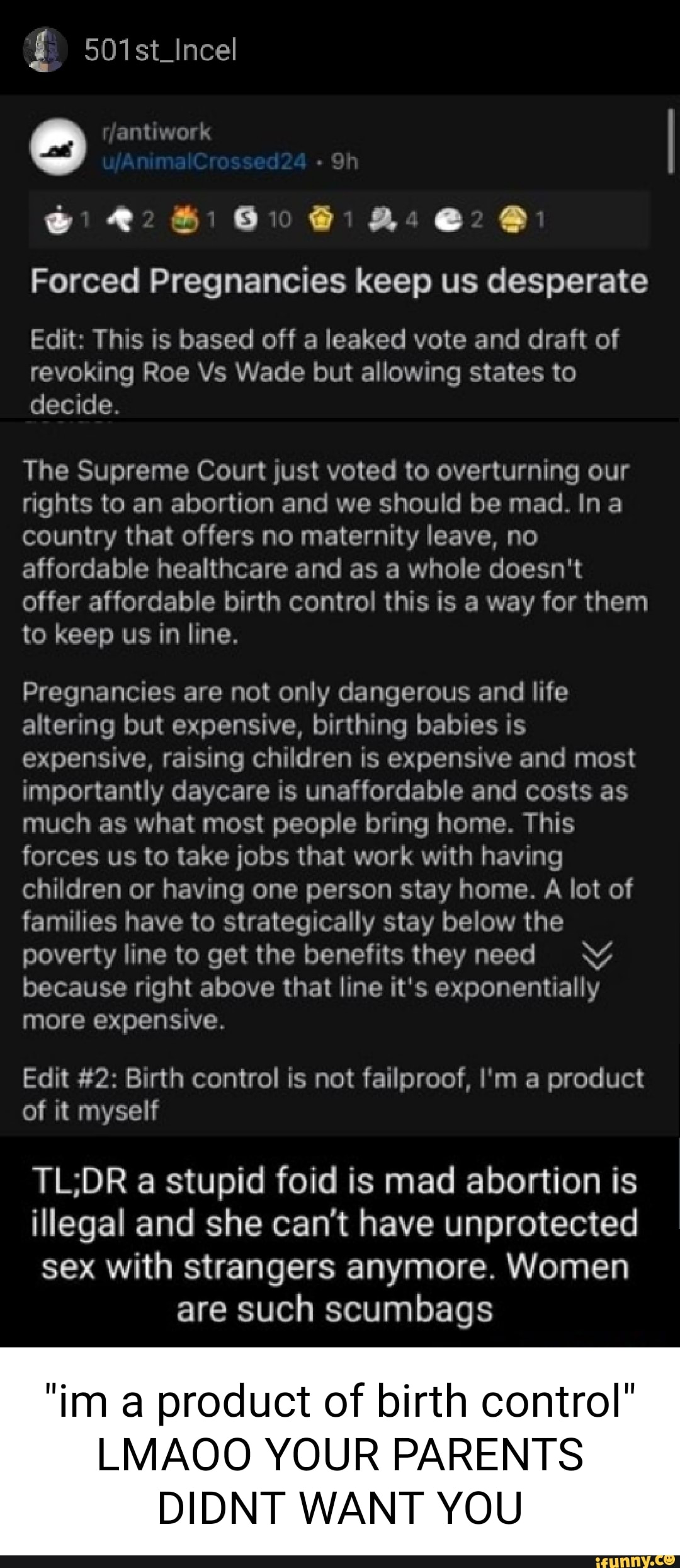 501st Incel Ar Aw Forced Pregnancies Keep Us Desperate Edit This Is 