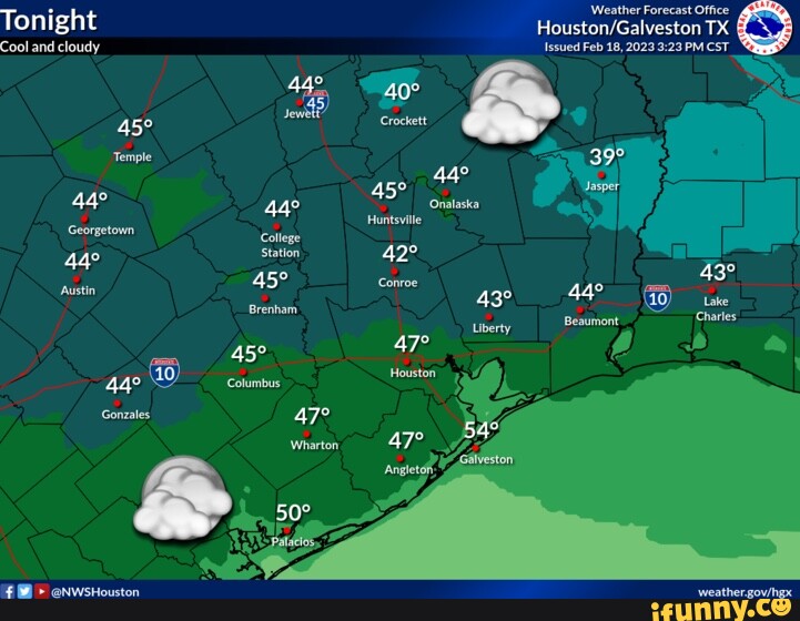 'Weather Forecast Office Tonight TX Cool and cloudy Issued Feb 18, 2023