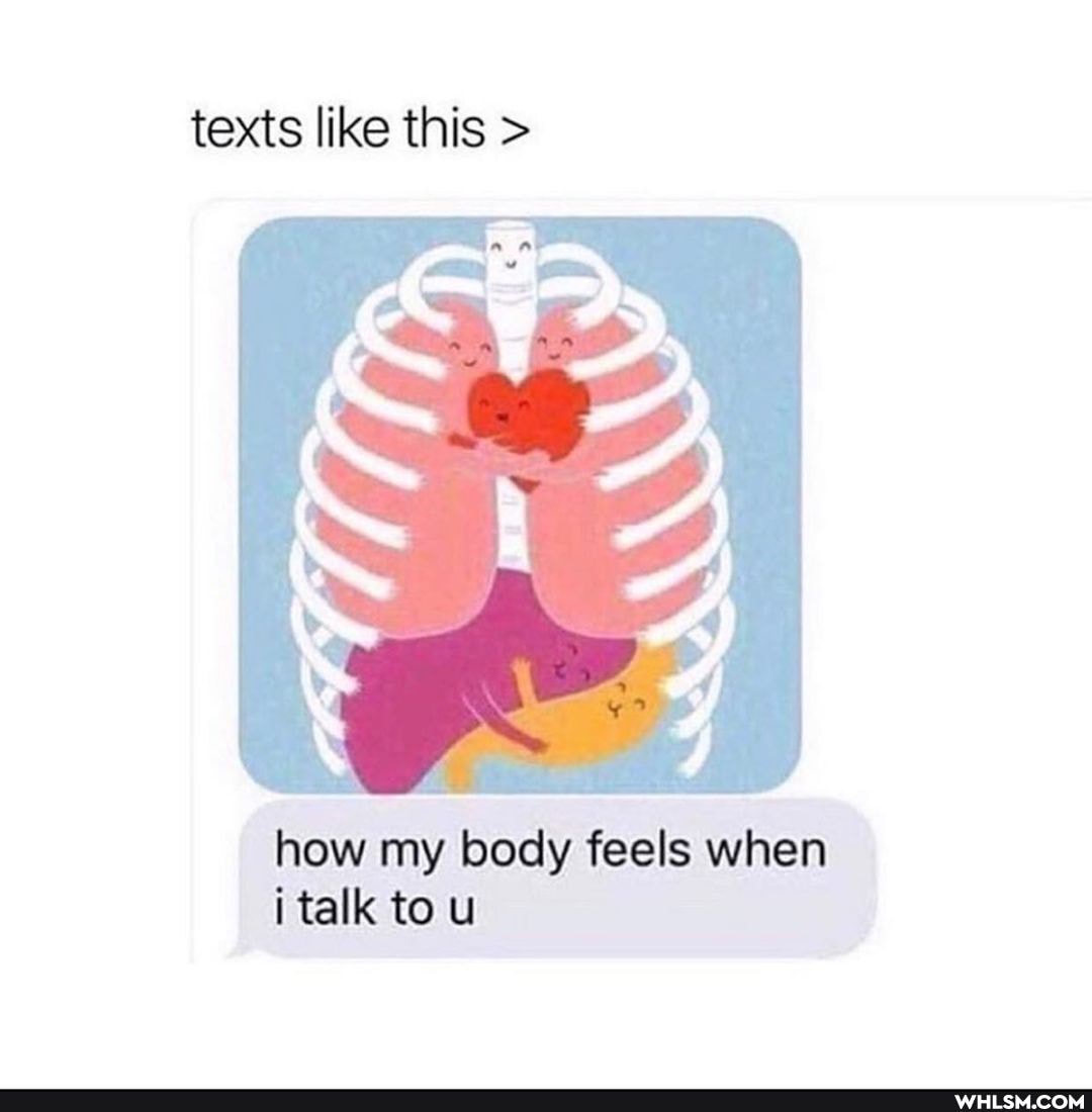 texts like this >
how my body feels when i talk to u