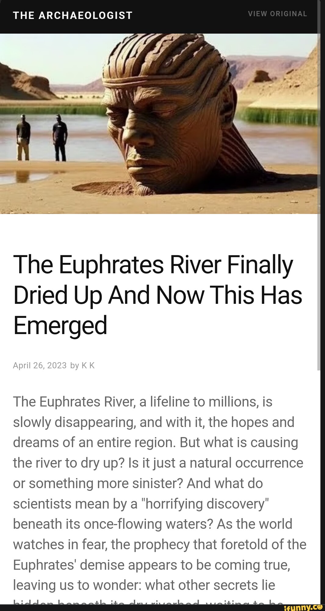 THE ARCHAEOLOGIST VIEW ORIGINAL The Euphrates River Finally Dried Up