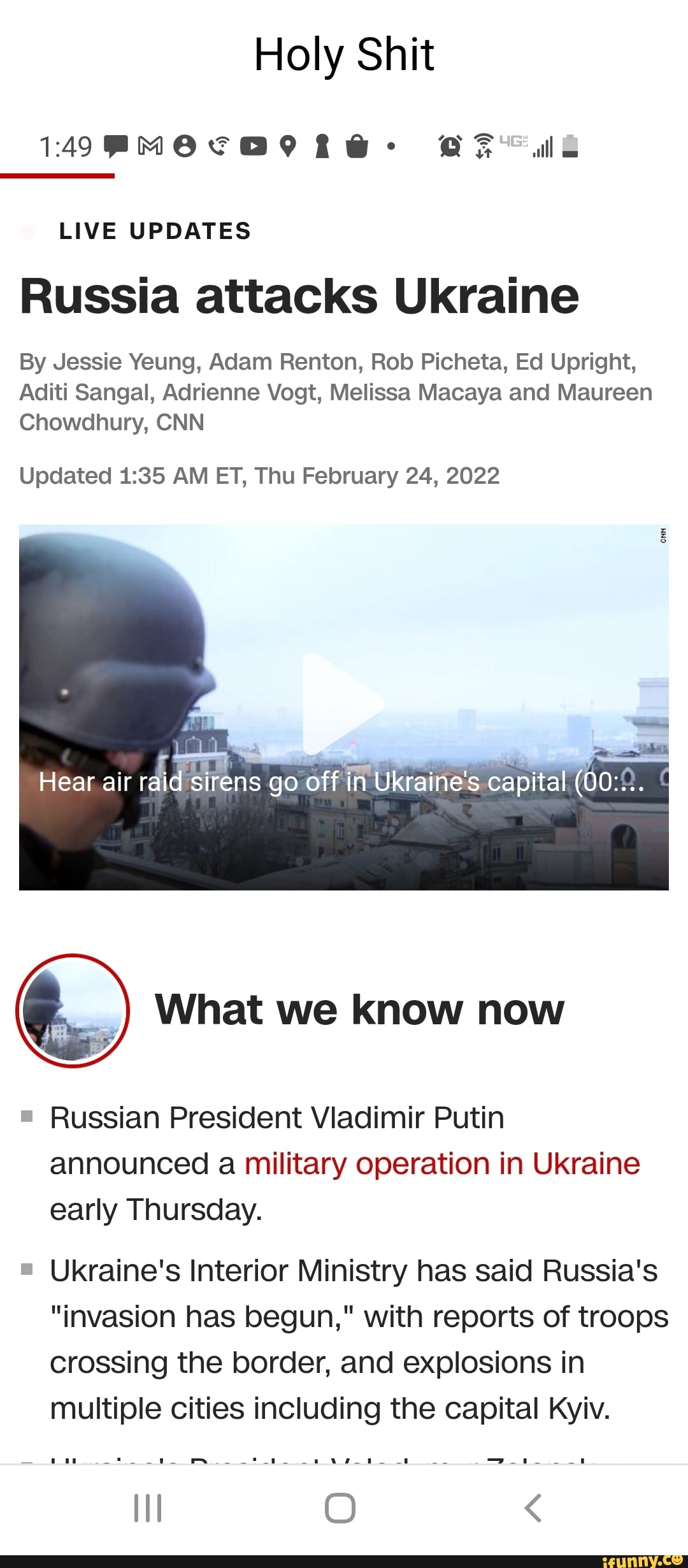 Holy Shit AF we LIVE UPDATES Russia attacks Ukraine By Jessie Yeung ...