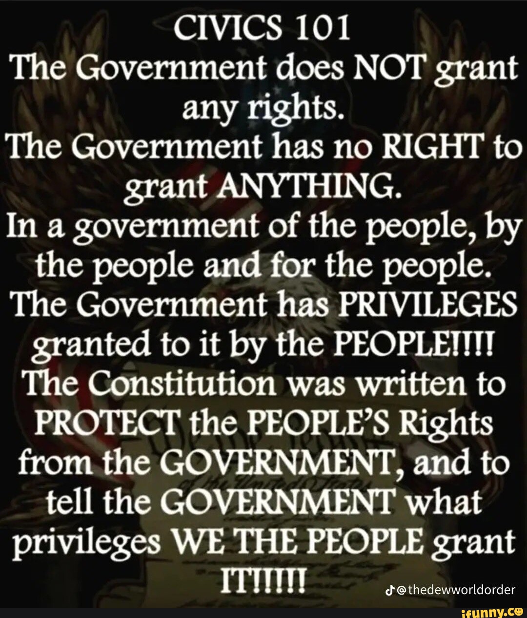 CIVICS 101 The Government does NOT grant any rights. The 