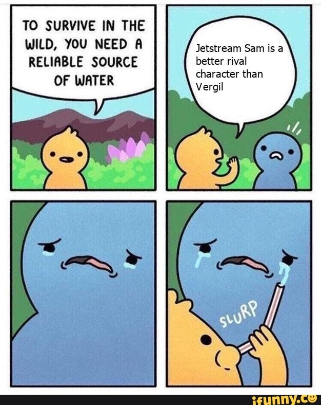 TO SURVIVE IN THE
WILD, YOU NEED A
RELIABLE SOURCE OF WATER
Jetstream Sam is a better rival character than
Vergil