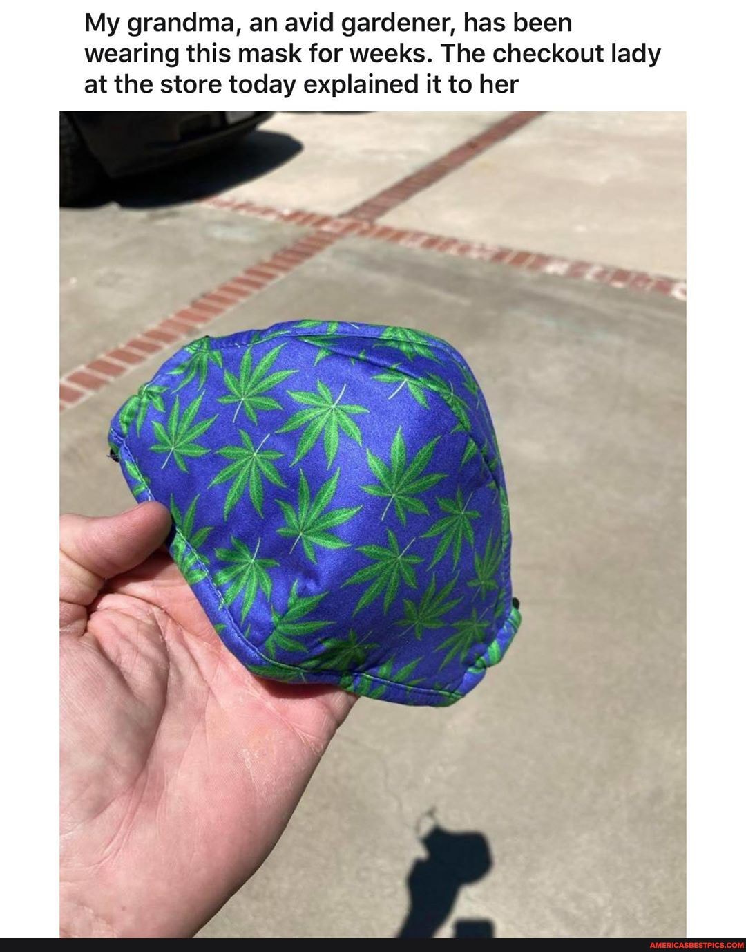 My grandma, an avid gardener, has been wearing this mask for weeks. The checkout lady at the store today explained it to her