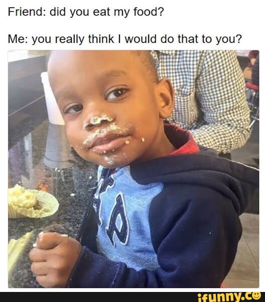 Friend: did you eat my food? Me: you really think I would do that to ...