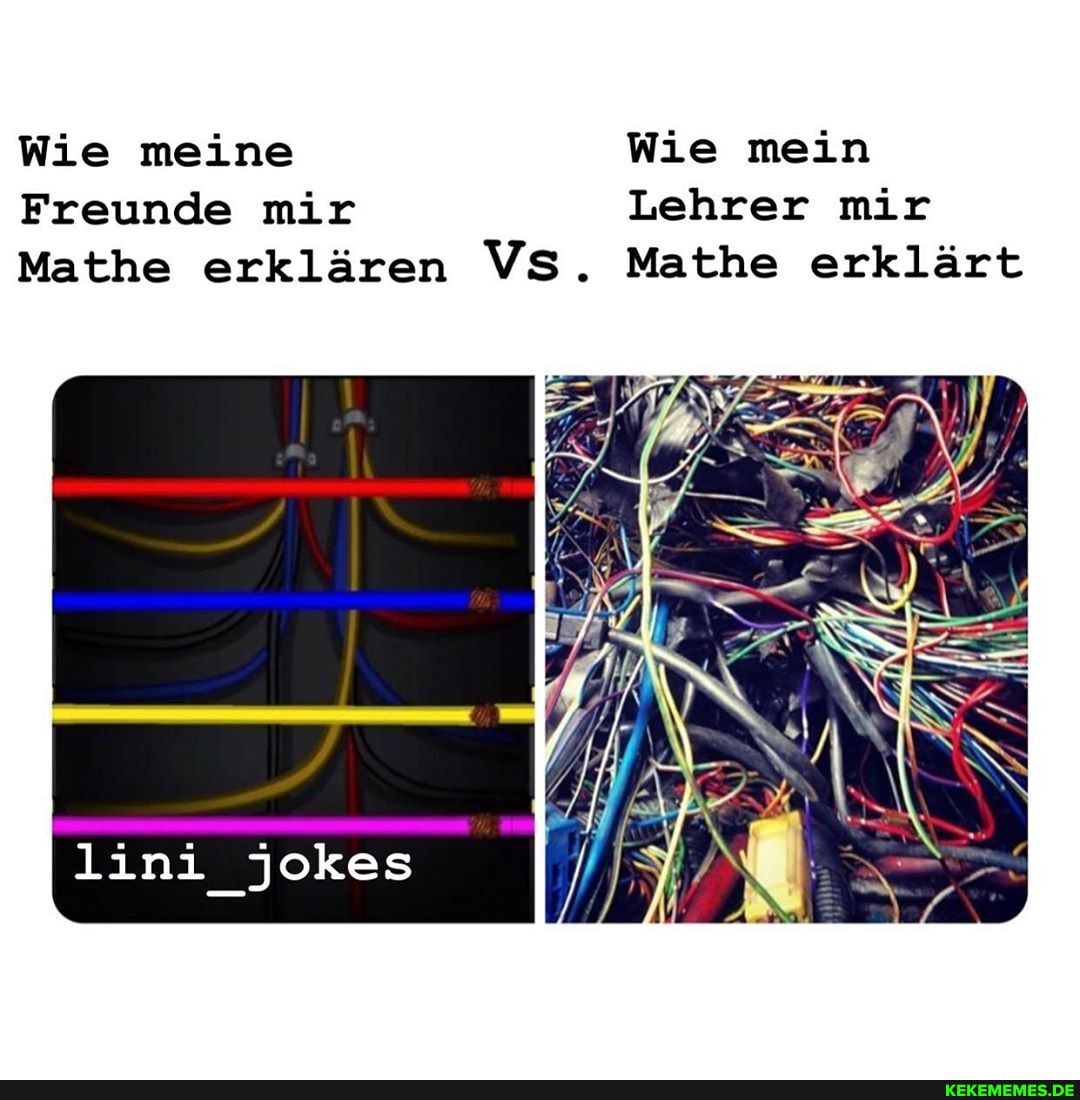 Wie meine Wie mein
Freunde mir Lehrer mir
Mathe erklären VS. Mathe erklärt
lini_jokes