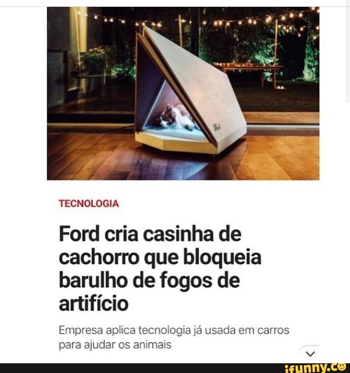 Ford cria casinha de
cachorro que bloqueia
barulho de fogos de
artifício
Empresa aplica tecnologia já usada em carros
para ajudar os animais