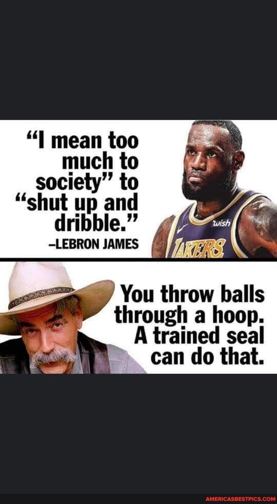 mean too much to society" to
"shut up and dribble."
-LEBRON JAMES
You throw balls through a hoop.
A trained seal
can do that.