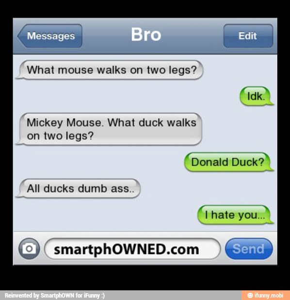 What Mouse Walks On Two Legs Mickey Mouse What Duck Walks On Two Legs All Ducks Dumb Ass Smartphowned Com E Ifunny