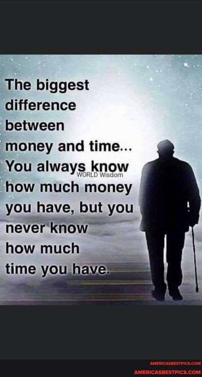 The Biggest Difference Between Money And Time You Always Know How Much Money You Have But 3769